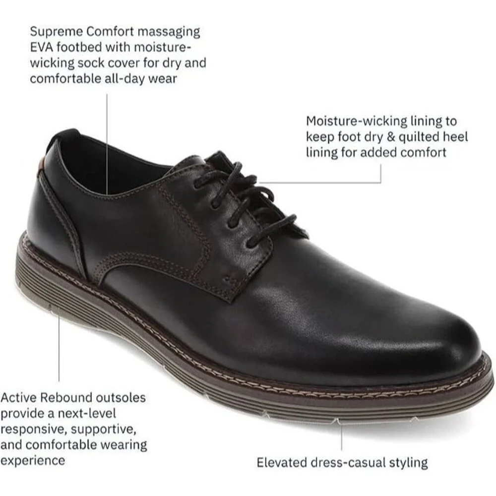 Men's Black Leather Dress Casual Lace-Up Shoes